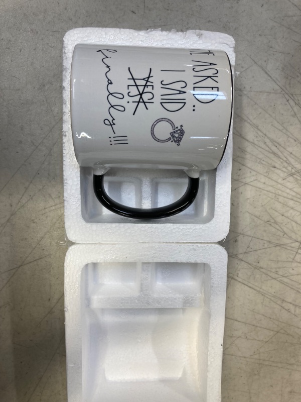 Photo 1 of 3dRose 11oz Black/White Ceramic Mug - He Asked I said Yes Finally

