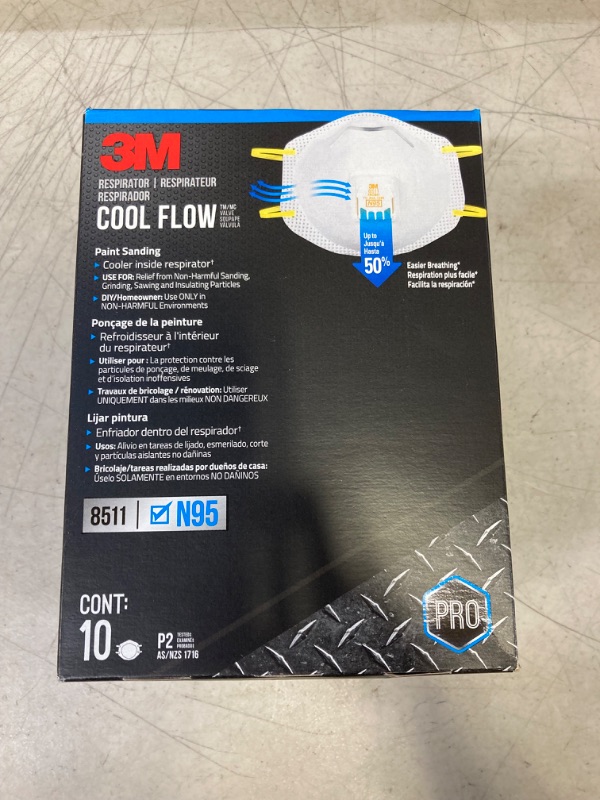 Photo 2 of 3M Respirator, Cool Flow Valve, Paint Sanding, Lightweight, Disposable, Filter Media, Stretchable, Easy Breathing, 10-Pack 10 pack