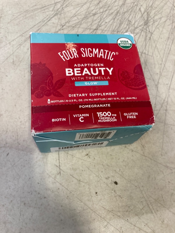 Photo 2 of Adaptogen Beauty Shot by Four Sigmatic | Tremella Powder Infused | Organic Vitamin C with Zinc Drink | Vegan Collagen Booster | Natural Pomegranate Blueberry Flavored Biotin Supplement Shot | 6 Count