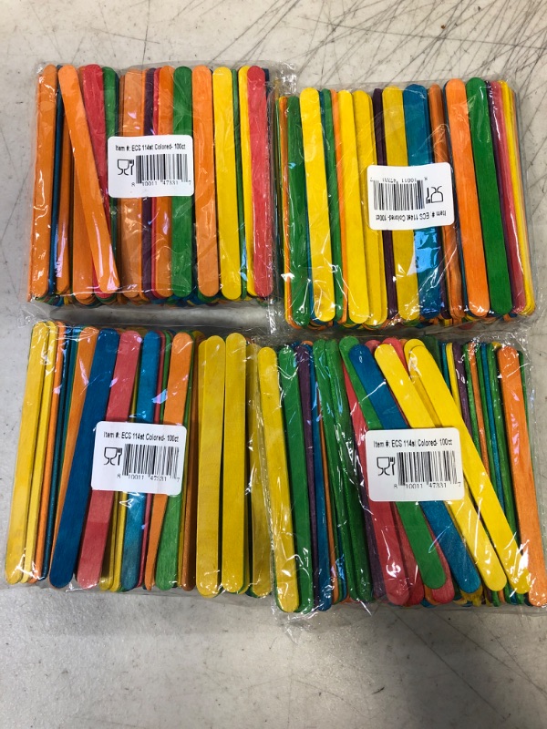 Photo 2 of [LOT OF 4] Colored Popsicle Sticks for Crafts - [200 Count] 4.5 Inch Multi-Purpose Wooden Sticks
