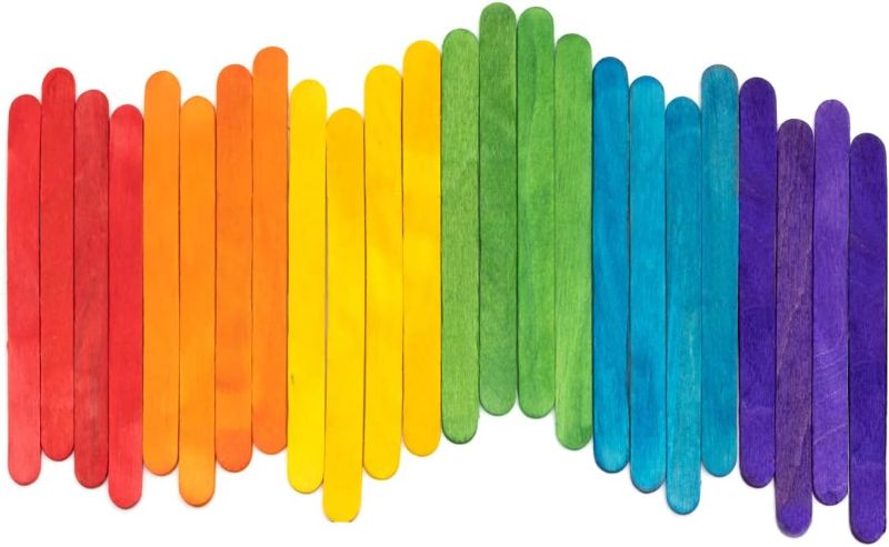 Photo 1 of [LOT OF 4] Colored Popsicle Sticks for Crafts - [200 Count] 4.5 Inch Multi-Purpose Wooden Sticks
