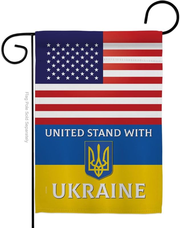Photo 1 of [LOT OF 5] Americana Home & Garden US Stand with Ukraine Garden Flag Regional Friendship American Alliance World Country Particular Area House Decoration Banner Small Yard Gift Double-Sided, Made in USA

