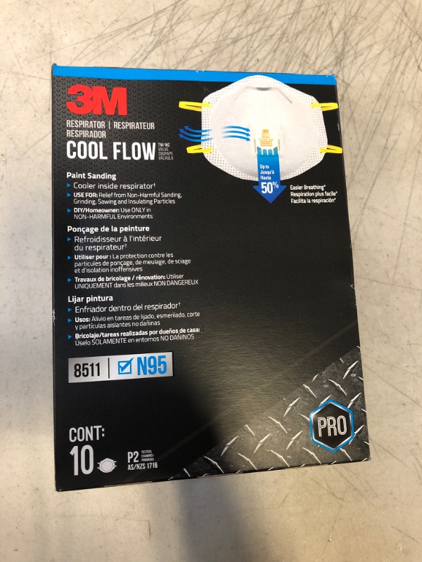 Photo 2 of 3M Respirator, Cool Flow Valve, Paint Sanding, Lightweight, Disposable, Filter Media, Stretchable, Easy Breathing, 10-Pack 10 pack