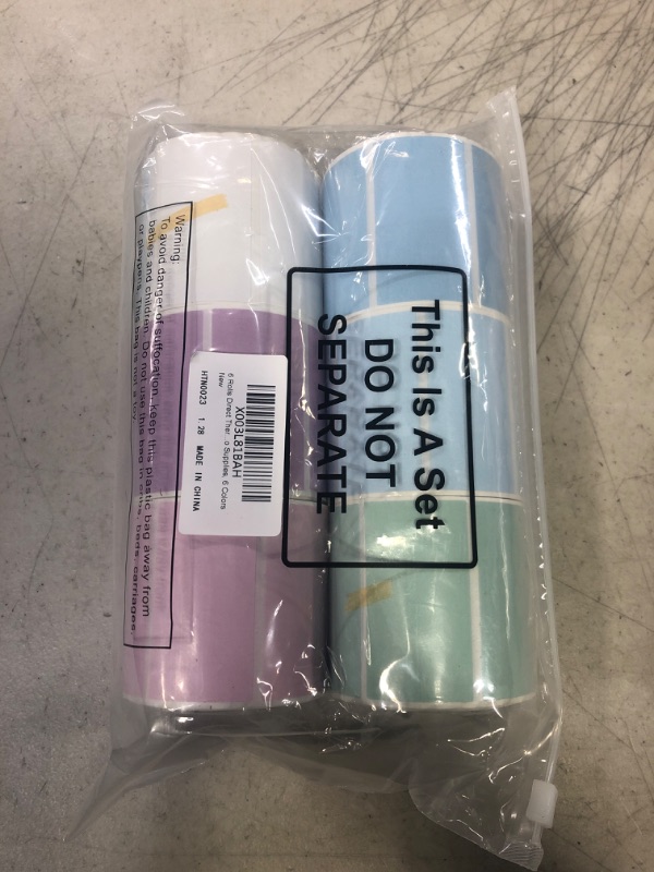 Photo 2 of 6 Rolls 2.25 x 1.25'' Direct Thermal Labels, 3000 Pcs Square Self Adhesive Address Shipping Thermal Stickers, Colorful Barcode Label for Printer School Office Business DIY Logo, 500pcs/ 1 Color
