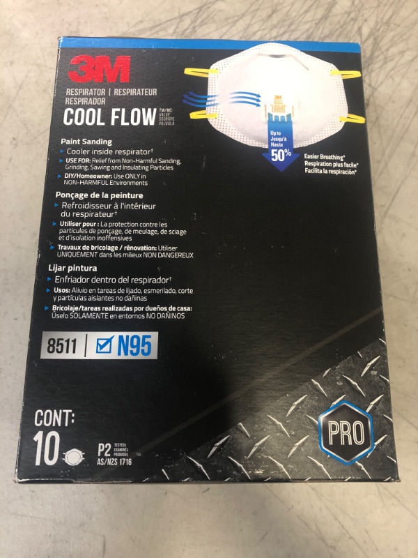 Photo 2 of 3M Respirator, Cool Flow Valve, Paint Sanding, Lightweight, Disposable, Filter Media, Stretchable, Easy Breathing, 10-Pack 10 pack