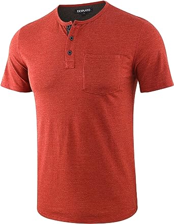 Photo 1 of DESPLATO Mens Casual Short Sleeve Sports Active Athletic Running Hiking Pocket Henley T Shirts [SIZE: MEDIUM]

