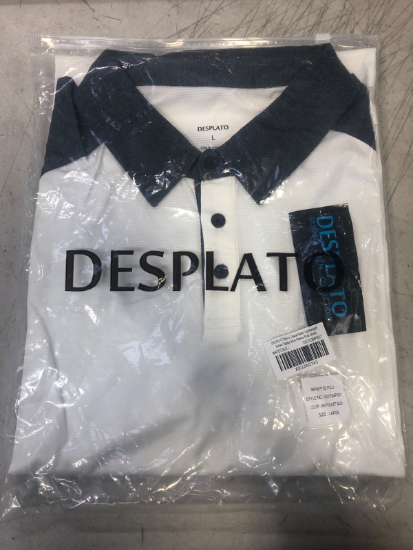 Photo 2 of DESPLATO Men's Casual Performance Basic Lightweight Active Tagless Short Sleeve Golf Polo Shirts [SIZE: LARGE]
