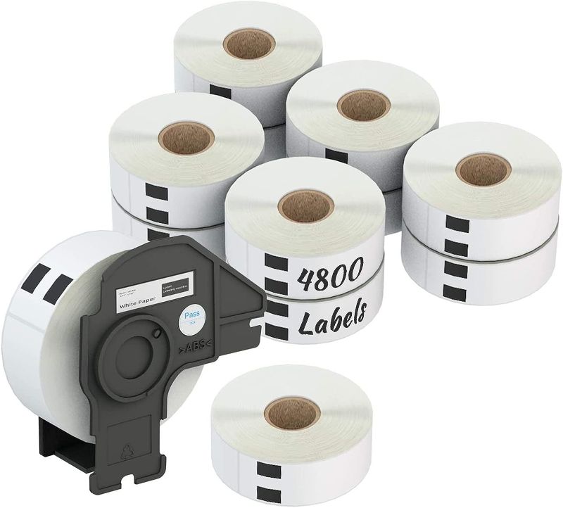 Photo 1 of Labelebal Compatible 1-1/7" x 3-1/2"(29mm x 89mm) Direct Thermal Labels Replacement for DK-1201 Shipping Mailing Postage Address Compatible for Brother QL Printer (12 Rolls + 1 Frame, 400 Labels/Roll)
