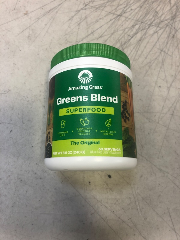 Photo 2 of [EXP: 03/2025] Amazing Grass Greens Blend Superfood: Super Greens Powder Smoothie Mix for Boost Energy ,with Organic Spirulina, Chlorella, Beet Root Powder, Digestive Enzymes & Probiotics, Original, 30 Servings Original 30 Servings (Pack of 1)