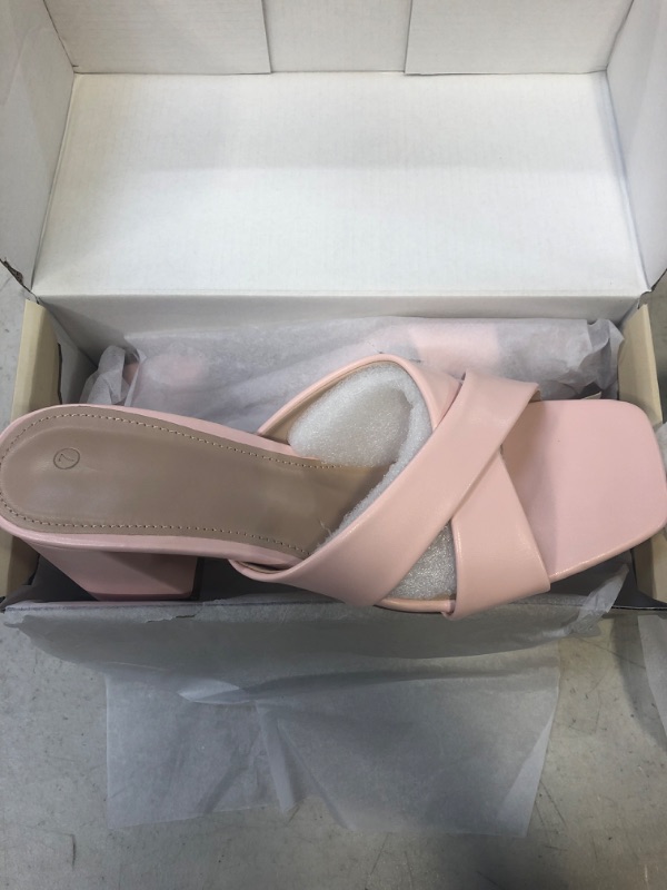 Photo 2 of Juliet Holy Womens [SIZE 7] Block Heel Sandals Square Toe Heels Slip on Mule Summer Criss Cross Slides
