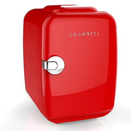 Photo 1 of CROWNFUL Mini Fridge 4 Liter/6 Can Portable Cooler and Warmer Personal Refrigerator AC/DC Red
