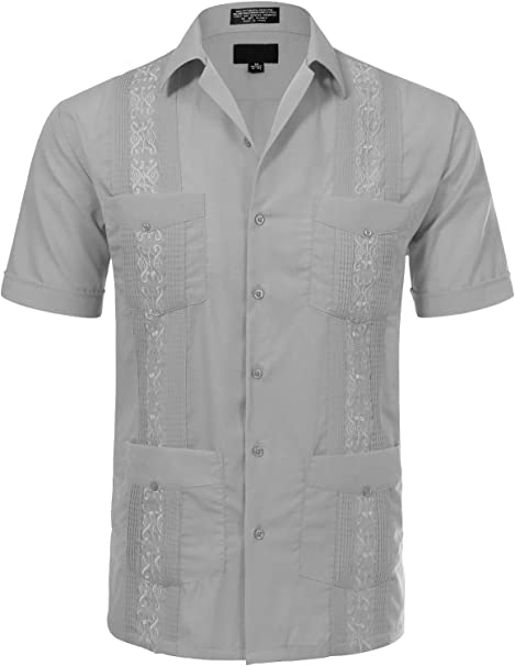 Photo 1 of Allsense Men's Short Sleeve Relaxed Fit Cuban Guayabera Shirts
