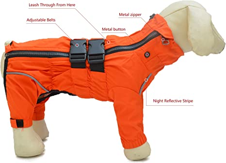 Photo 1 of Dogs Waterproof Jacket, Lightweight Waterproof Jacket Reflective Safety Dog Raincoat Windproof Snow-Proof Dog Vest for Small Medium Large Dogs Orange XL
