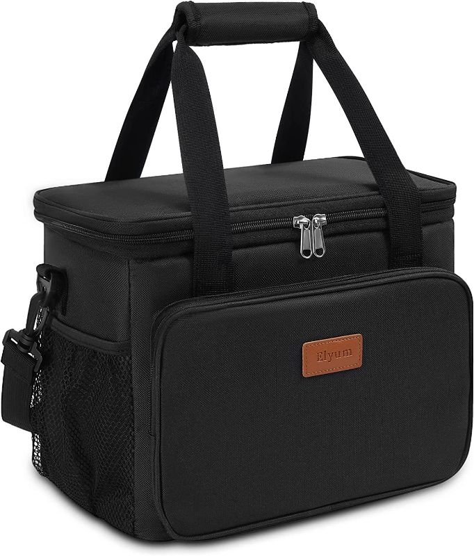 Photo 1 of Lunch Box, Lunch Bag Women/Men Large Insulated Lunch Bag with Adjustable Shoulder Strap, Leak Proof Cooler Bag Reusable for Office School Picnic Beach (15L, Black)
