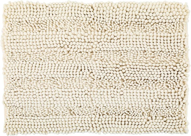 Photo 1 of Striped Chenille Bath Rug Mat Water Absorbent Anti Slip Soft Fluffy Plush Shaggy Machine Washable for Bathroom / SIZE IS UNKNOWN
