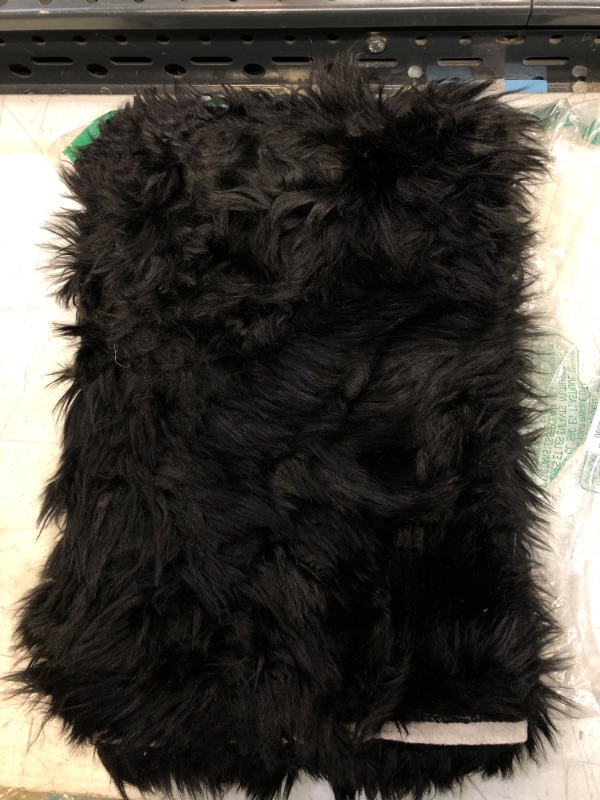 Photo 2 of Mind Reader Faux Sheepskin, Comfortable Plush Anti-Skid Area Carpet for Living Room, Bathroom Floor, High Pile, Vegan Materials, 2? x 3?, Black Rug, One Size
