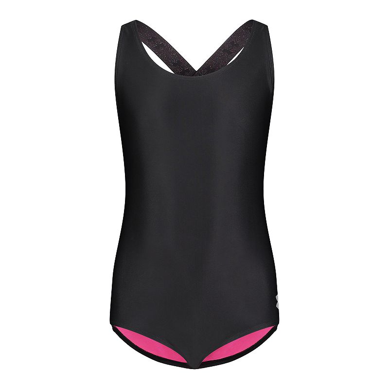 Photo 1 of Girls 7-16 Under Armour Racerback One-Piece Swimsuit, Girl's, Black
