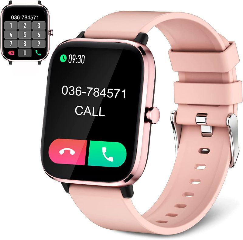 Photo 1 of Smart Watch for Women(Call Receive/Dial), Smartwatch for Android Phones and iPhone Compatible, Fitness Tracker 1.69" Full Touch Color Screen IP67 Waterproof with Heart Rate Monitor Sleep Tracker, Pink
