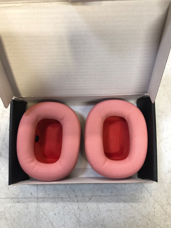 Photo 1 of Earpads for AirPods Max Headphones Replacement Workout Ear Cushions Ear Cup Covers Earmuffs with Protein Leather, Memory Foam and Magnet Pink Red / only packaging has minimal damage 
