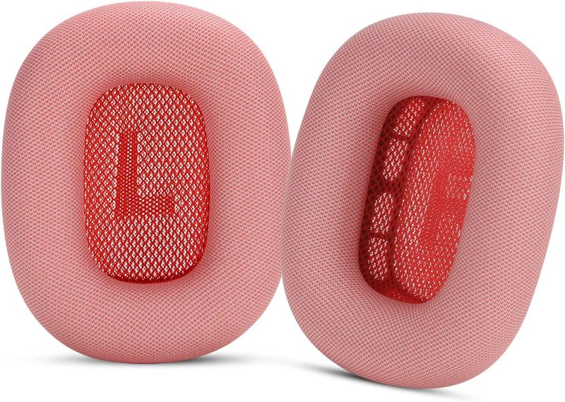 Photo 1 of Earpads for AirPods Max Headphones Replacement Workout Ear Cushions Ear Cup Covers Earmuffs with Protein Leather, Memory Foam and Magnet Pink Red / only packaging has minimal damage 
