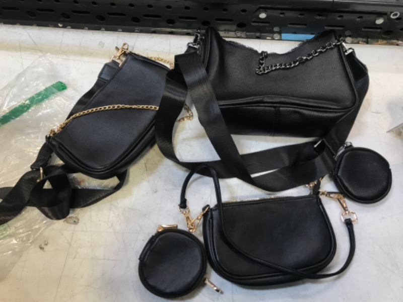 Photo 1 of 3 SET OF PURSES ALL BLACK WITH DIFFERENT CHAIN/STRAP 