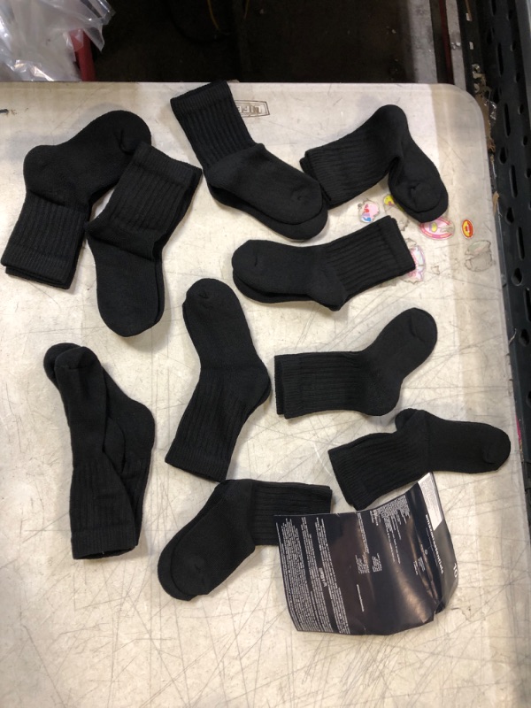 Photo 1 of 10 PAIRS OF BLACK AMAZON ESSENTIAL SOCKS SIZE SM 