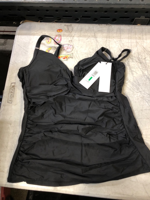 Photo 2 of Calvin Klein Women's Standard Tankini Swimsuit with Adjustable Straps and Tummy Control Large Black