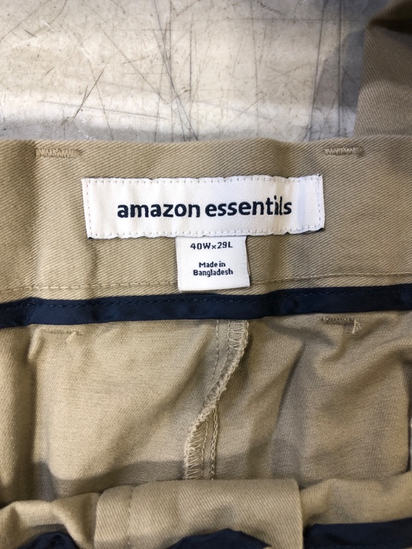 Photo 2 of AMAZON ESSENTIALS KHAKI PANTS 40W X 29L ** SLIGHTLY WORN 