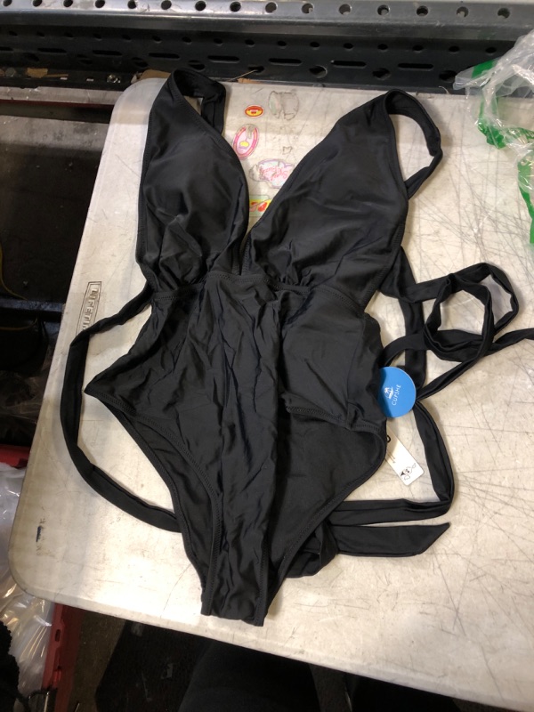 Photo 1 of CUPSHE ONE PIECE BLACK BATHING SUIT SIZE SMALL 