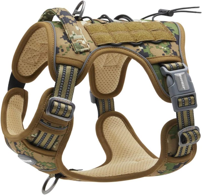 Photo 1 of AUROTH Tactical Dog Harness for Small Medium Dogs No Pull Adjustable Pet Harness Reflective K9 Working Training Easy Control Pet Vest Military Service Dog Harnesses Woodland Camo M
