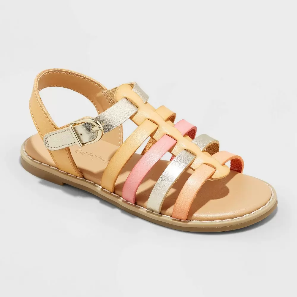 Photo 1 of size 11---Toddler Girls' Shanel Colorblock Ankle Strap Sandals - Cat & Jack  