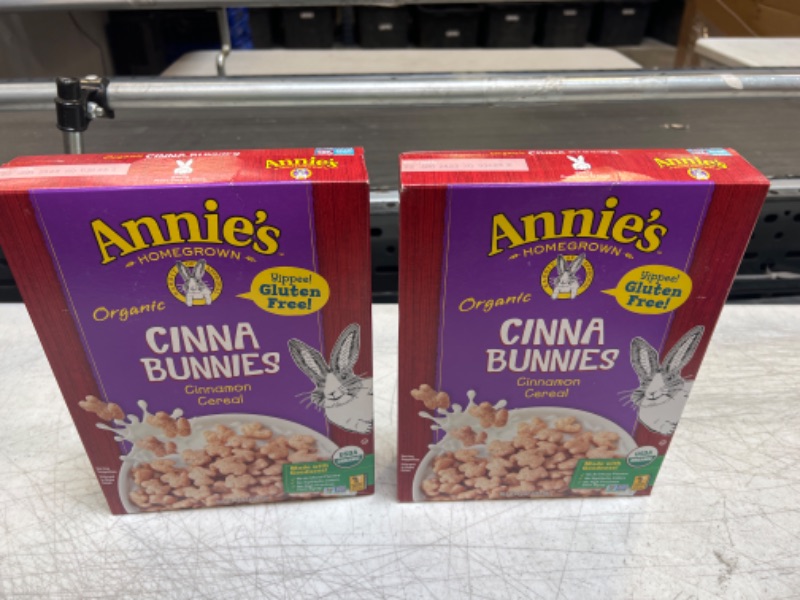 Photo 2 of    01-22-2023-------------ANNIE'S HOMEGROWN, Organic Cereal,Cinnabunnies, Pack of 2 Size 10 OZ - No Artificial Ingredients GMO Free 95%+ Organic   2 boxes 