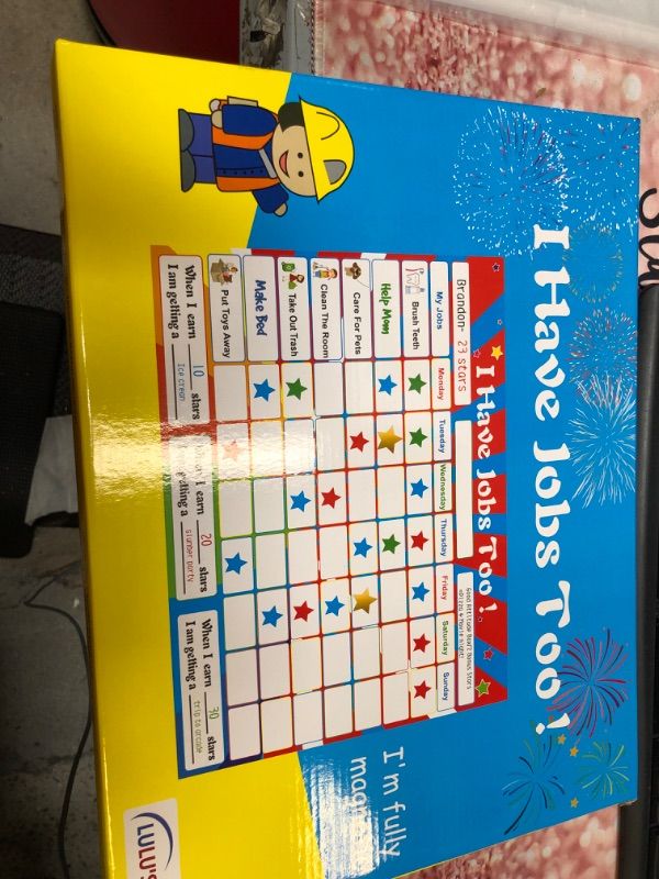 Photo 2 of Alomar Kids Chore Chart for Multiple Kids - Magnetic Dry Erase Responsibility Chart for Daily Routine Reward System - Great for 1 or Multiple Children - with Bonus Stars and Chore Ideas! - 16" x 12"