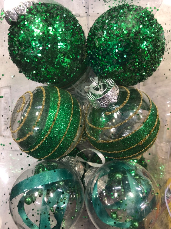 Photo 1 of  12 Pcs Christmas Ball Ornaments, Christmas Ball Green Ornament for Xmas Tree Decoration, Christmas Holidays, Party Decoration