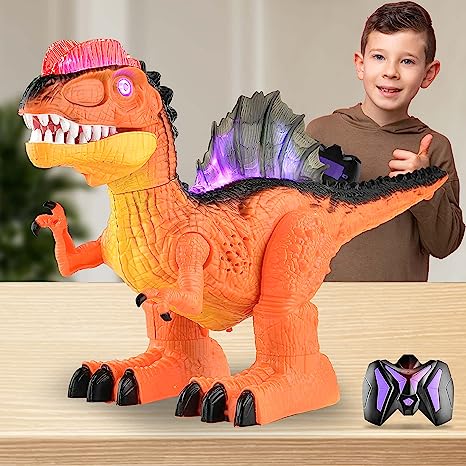 Photo 1 of BEZGAR Remote Control Dinosaur Toys for Kids 3 4 5 6 7 Remote Control Spinosaurus RC Dinosaur Toy Gift for Boys and Girls with Light and Sounds with Rechargeable Battery Simulation Dinosaur
