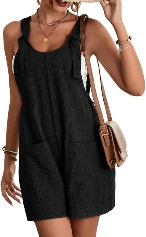 Photo 1 of  Linen Jumpsuits for Women Summer Casual Sleeveless Solid Shorts Rompers Overalls (UNKNOWN SIZE)