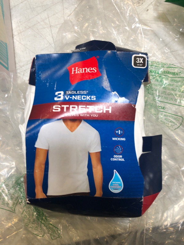 Photo 1 of Hanes Men's Stretch V-neck Tagless T-Shirt, 3-Pack