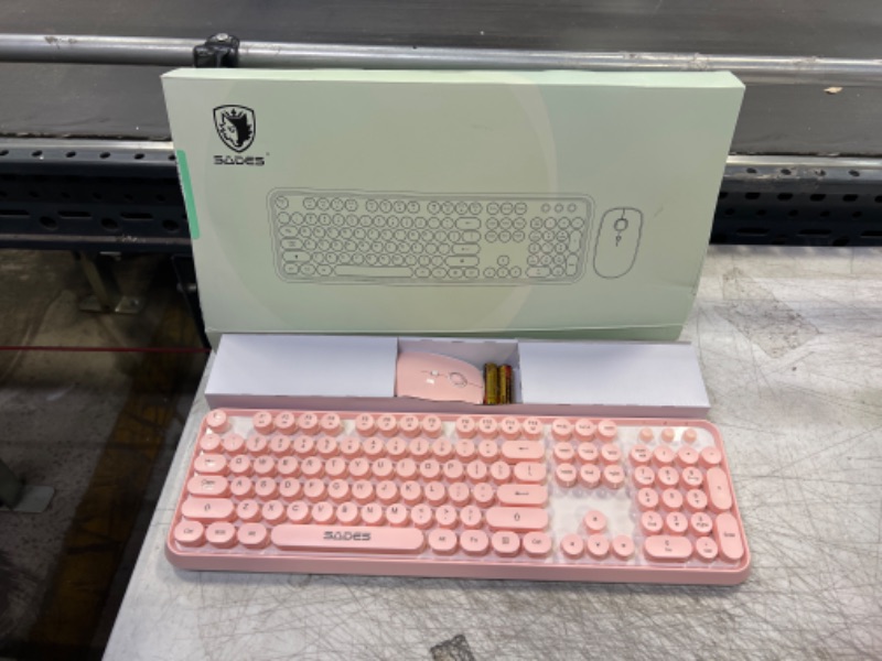 Photo 2 of SADES V2020 Pink Wireless Keyboard with Round Keycaps,2.4GHz Dropout-Free Connection,Long Battery Life,Cute Wireless Moues for PC/Laptop/Mac(Pink)