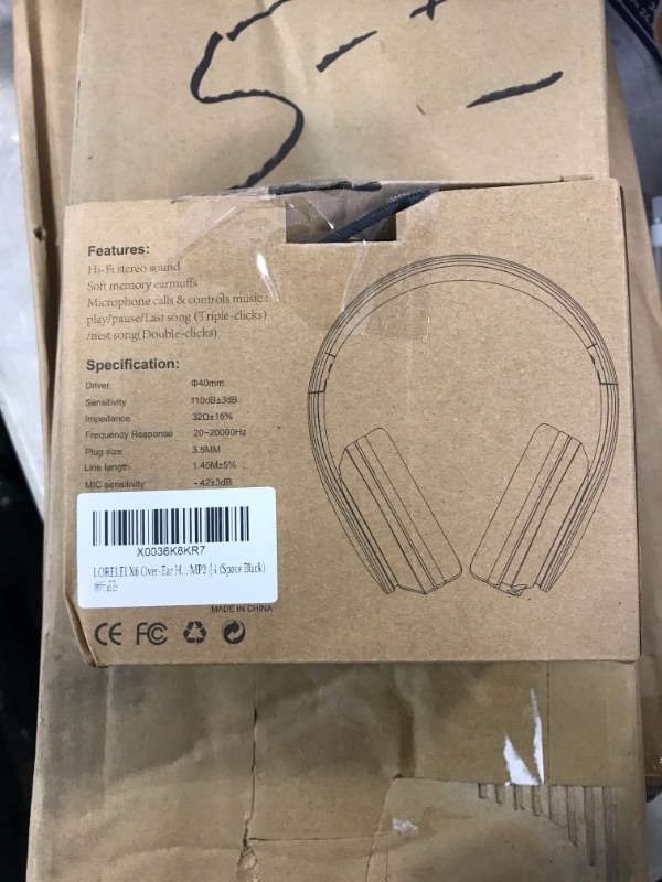 Photo 2 of LORELEI X6 Over-Ear Headphones with Microphone, Lightweight Foldable & Portable Stereo Bass Headphones with 1.45M No-Tangle, Wired Headphones for Smartphone Tablet MP3 / 4 (Space Black)