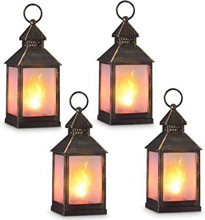 Photo 1 of 11" VINTAGE STYLE DECORATIVE LANTERN, FLAME EFFECT LED LANTERN