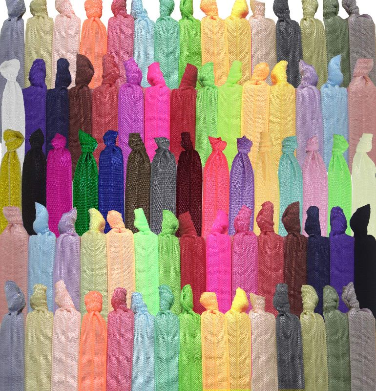 Photo 1 of 79STYLE 100Pcs Elastic Hair Ties Ribbon Hair Ties For Women No Crease Knotted Ponytail Holders Bulk Hair Bands