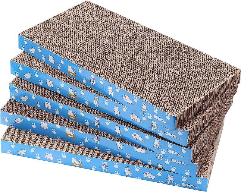 Photo 1 of 5 Packs in 1 Cat Scratch Pad, Cat Scratcher Cardboard,Reversible,Durable Recyclable Cardboard, Premium Scratch, Suitable for Cats to Rest, Grind Claws and Play
