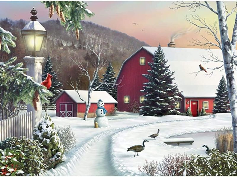 Photo 1 of Bits and Pieces - 500 Piece Jigsaw Puzzle for Adults – ‘in The Still Light of Dawn’ 500 pc Large Piece Winter Jigsaw by Artist Alan Giana - 16" x 20"
