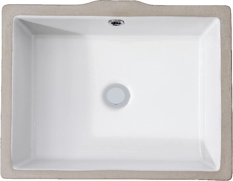 Photo 1 of AMASHEN 14.6" x 11" Undermount Bathroom Sink White Rectangular Porcelain Ceramic Vanity Basin with Overflow
