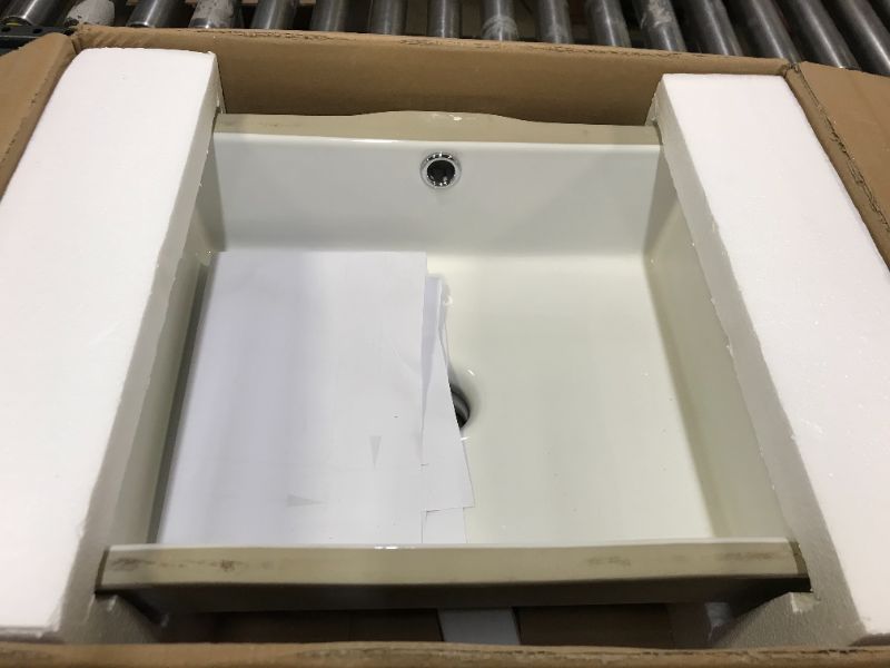 Photo 2 of AMASHEN 14.6" x 11" Undermount Bathroom Sink White Rectangular Porcelain Ceramic Vanity Basin with Overflow

