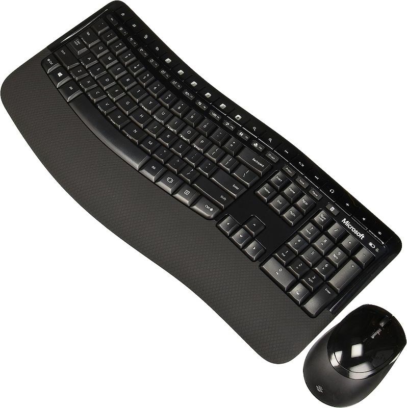 Photo 1 of Microsoft Wireless Comfort Desktop 5050 - Black. Wireless, Ergonomic Keyboard and Mouse Combo. Built-in Palm Rest and Comfort Curve Design. Customizable Windows Shortcut Keys
