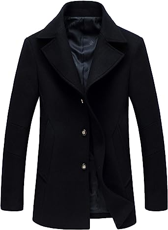 Photo 1 of chouyatou Men's Classic Notched Collar Double Breasted Wool Blend Pea Coat
 (size xxl)