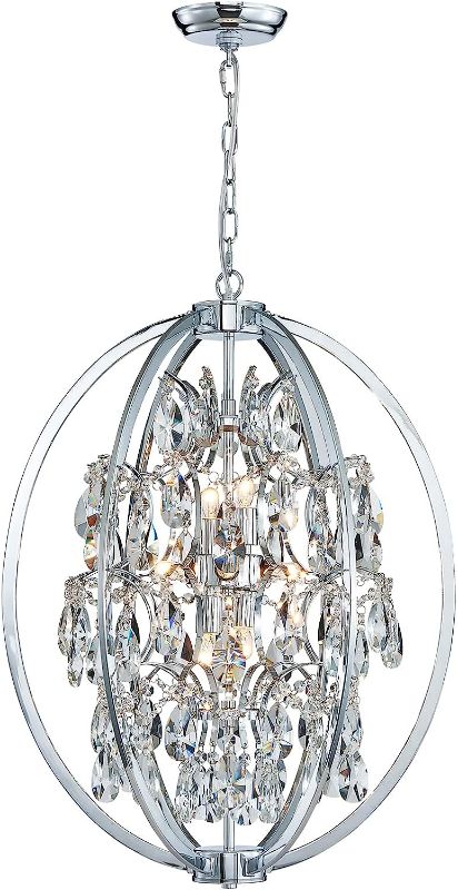 Photo 1 of ANJIADENGSHI Modern Globe Crystal Chandeliers 9 G9 Chandelier Lighting Crystal with Adjustable Hanging Light Fixture for Dining Living Room Foyer Bedroom,Chrome(Bulbs Not Included)
