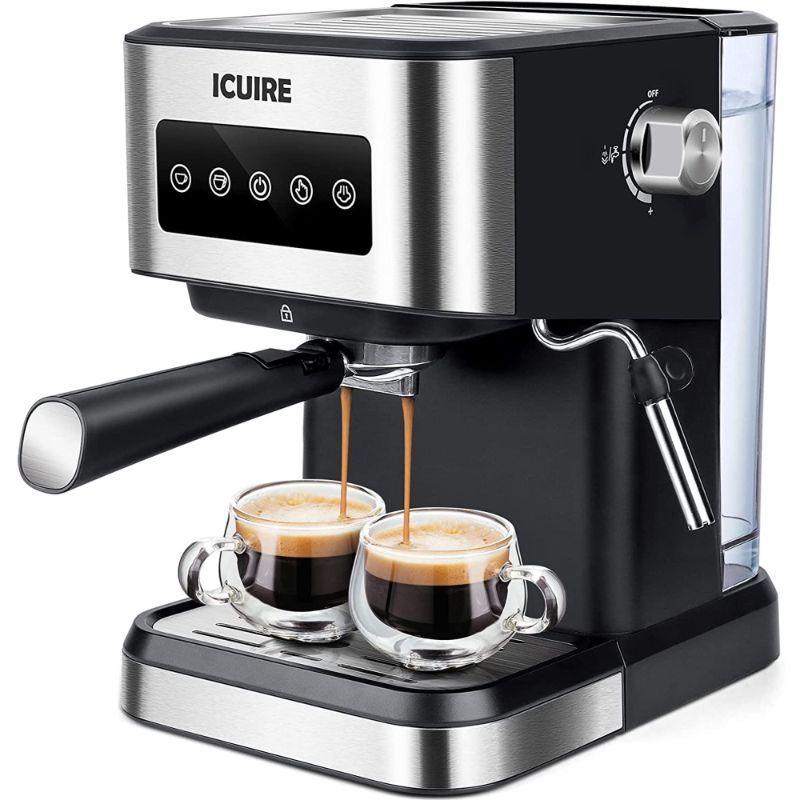 Photo 1 of ICUIRE Espresso Machine with Milk Frother 20 Bar TOTP Pressure Coffee Machine 1.5L/50oz Removable Water Tank 1050W Semi-Automatic Espresso/Latte/Cappuccino Machines for Home Barista O
