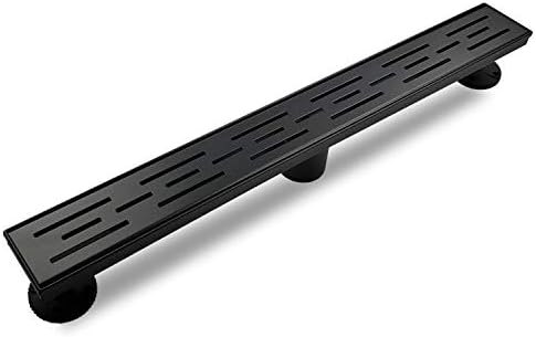 Photo 1 of 36 Inch Rectangular Linear Shower Drain with Brickwork Pattern Grat, 304 Stainless Steel Bathroom Floor Drain,Shower Floor Drain Includes Adjustable Leveling Feet, Hair Strainer,Black